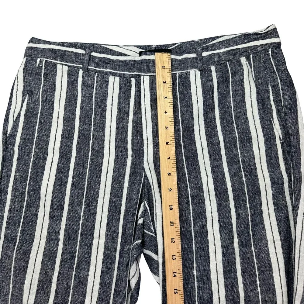 Banana Republic Pants Women's 10 Blue White Avery Linen Striped Business Preppy